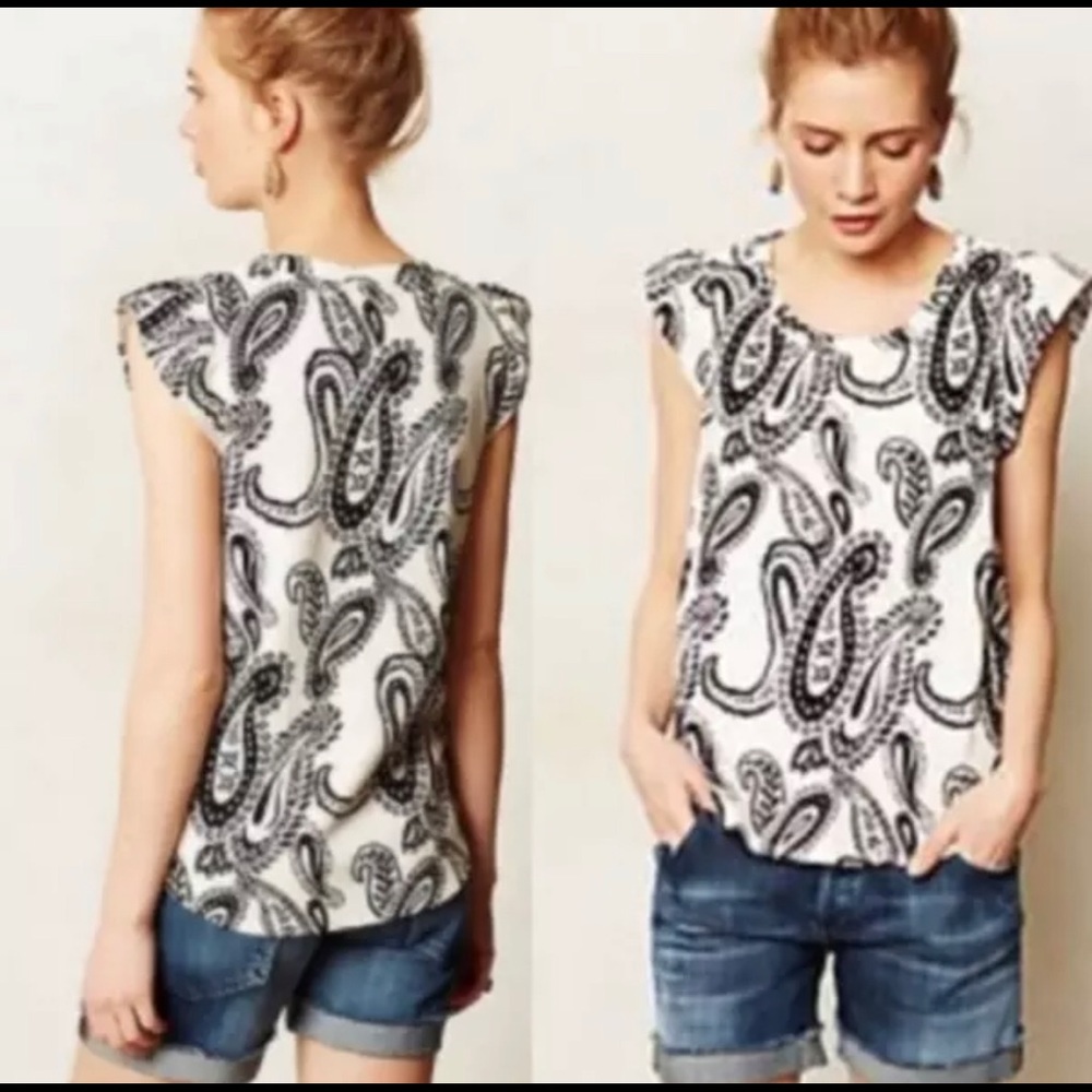 Anthropologie Deletta Ivory Black too Size S